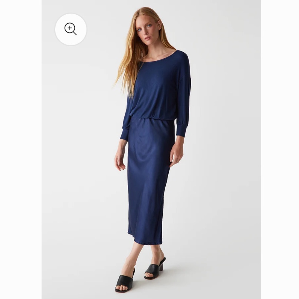 Michael Stars Nadia Mixed Fabric Dress Nocturnal Size XL